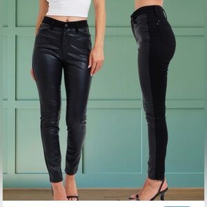 Judy Blue High Waist Faux Leather & Denim Skinny Jeggings Women’s Size 25 NWT
